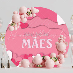 Pink Heart Mothers Day Round Backdrop for Party