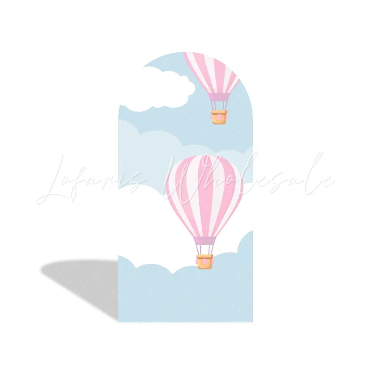Pink Hot Air Balloon Arch Backdrop Wall Cloth Cover For Birthday Baby Shower Party