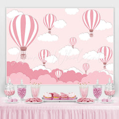 Lofaris Pink Hot Air Balloon Cloud Birthday Party Backdrop for Girls