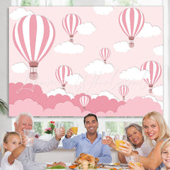Lofaris Pink Hot Air Balloon Cloud Birthday Party Backdrop for Girls