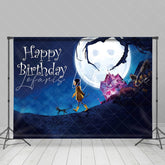 Lofaris Pink House Moon Night Little Girl Birthday Backdrop