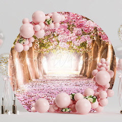 Pink Ipe Forest Dreamy Round Backdrop for Party Event