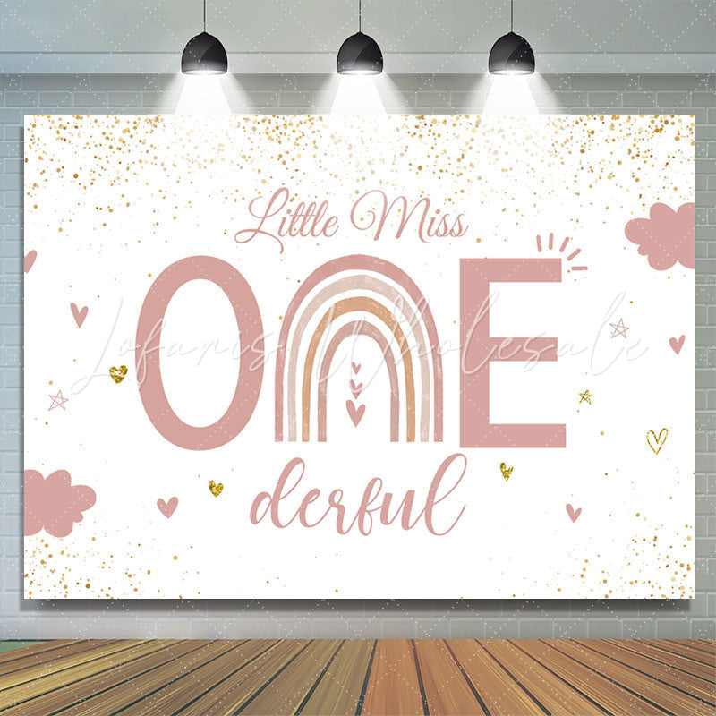 Lofaris Pink Little Miss One Derful Glitter Birthday Backdrop