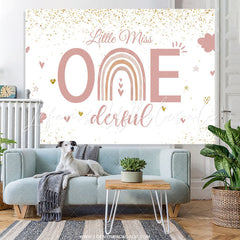 Lofaris Pink Little Miss One Derful Glitter Birthday Backdrop
