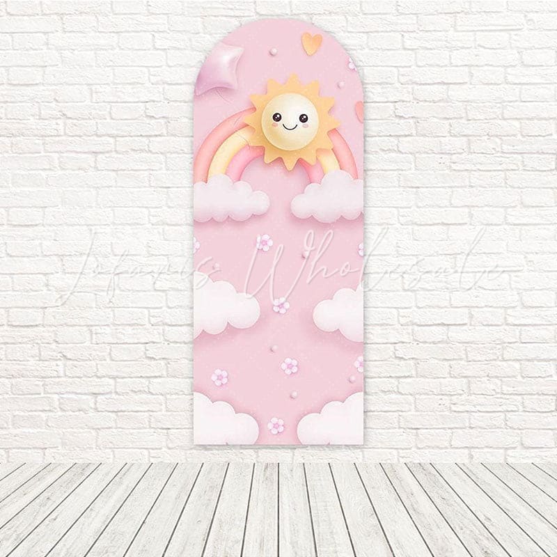 Pink Little Sun Party Arch Backdrop for Fun and Bright Themed Parties