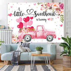 Lofaris Pink Little Sweet Heart Turnning One Birthday Backdrop