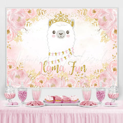 Lofaris Pink Llama Princess Floral Baby Shower Birthday Backdrop