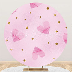 Lofaris Pink Love And Gold Glitter Round Birthday Backdrop