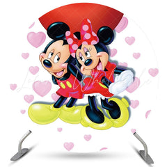 Lofaris Pink Love Balloons Round Red Mouse Valentines Backdrop