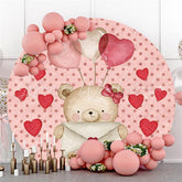 Lofaris Pink Love Letter Teddy Bear Round Wedding Backdrop