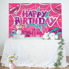 Pink Marvel Spider Web Super Hero Birthday Photo Backdrop For Girls