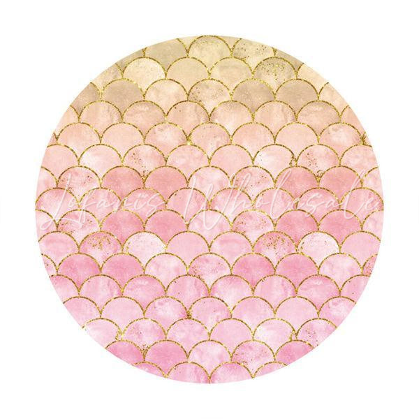 Lofaris Pink Mermaid Theme Round Baby Shower Backdrop For Girl