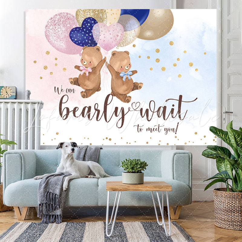 Lofaris Pink and Blue Cute Teddy Bears Baby Shower Backdrop