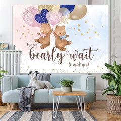 Lofaris Pink and Blue Cute Teddy Bears Baby Shower Backdrop