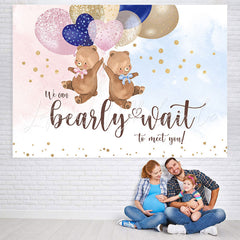 Lofaris Pink and Blue Cute Teddy Bears Baby Shower Backdrop