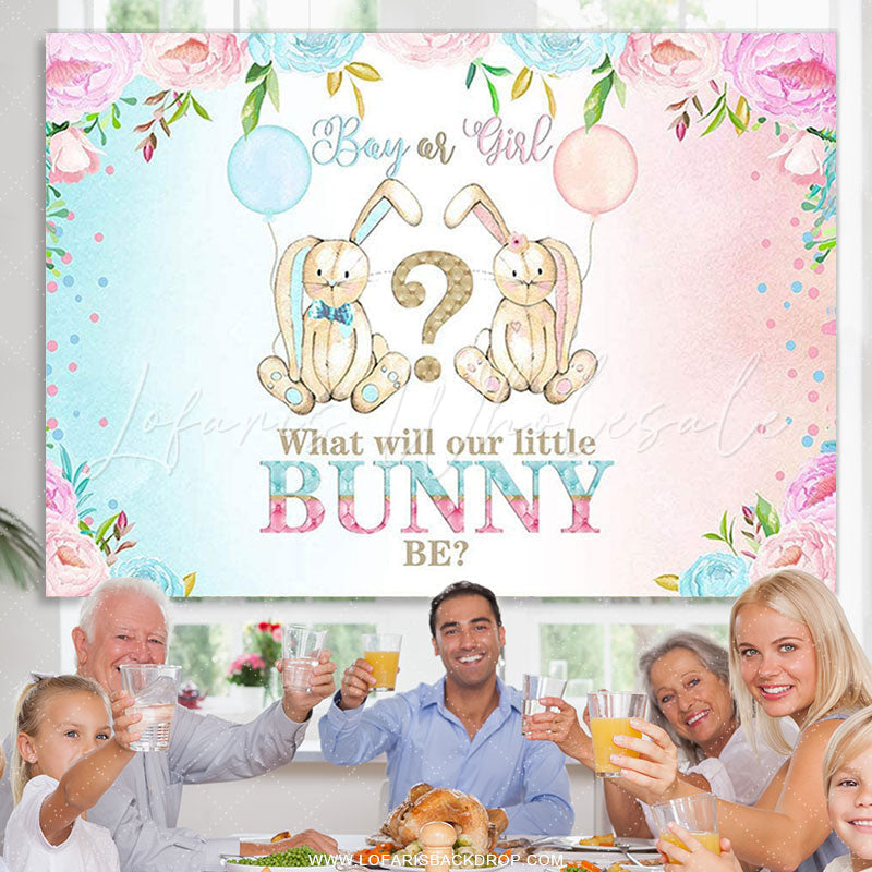 Lofaris Pink Or Blue Little Bunny Backdrop For Baby Shower