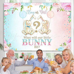 Lofaris Pink Or Blue Little Bunny Backdrop For Baby Shower
