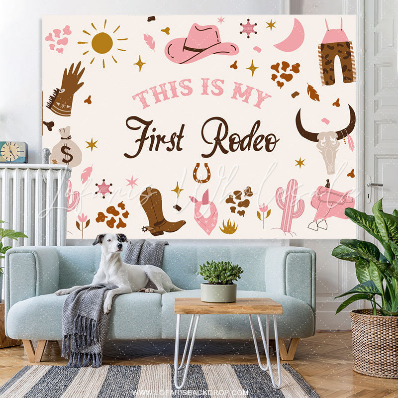 Lofaris Pink Pasture Simple 1st Birthday Backdrop For Girl