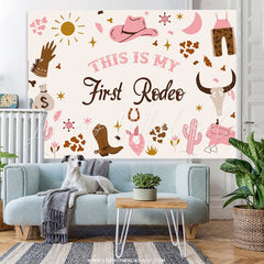 Lofaris Pink Pasture Simple 1st Birthday Backdrop For Girl