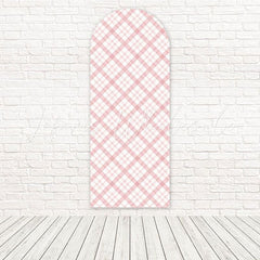 Pink Plaid Girly Sweet Classic Style Arch Backdrop For Themed Shower