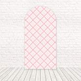 Pink Plaid Soft Classic Charm Arch Backdrop For Girl Birthday Mood