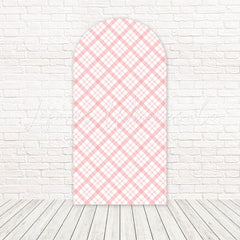 Pink Plaid Soft Classic Charm Arch Backdrop For Girl Birthday Mood