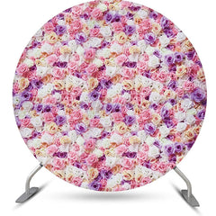 Lofaris Pink Purple Flora Wall Pretty Round Wedding Backdrop