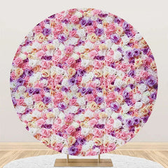 Lofaris Pink Purple Flora Wall Pretty Round Wedding Backdrop