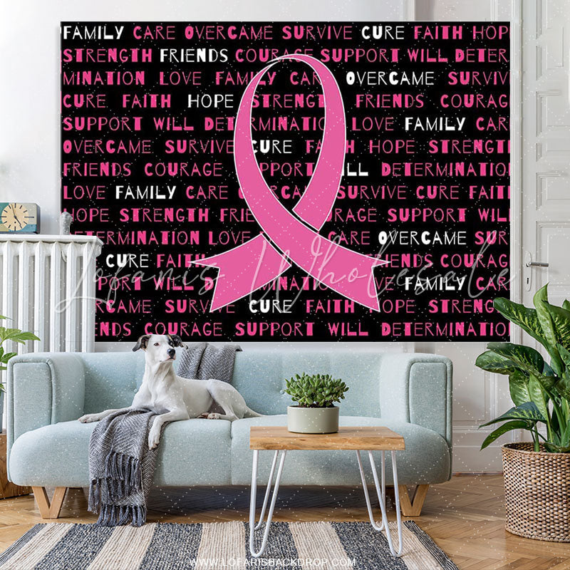 Lofaris Pink Ribbon Inspirational Quotes Cancer Awareness Nurse Backdrop