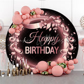 Lofaris Pink Ring Leaf Happy Birthday Circle Backdrop For Party