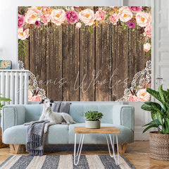 Lofaris Pink Rose Gold Glitter Baby Shower Backdrop For Girl