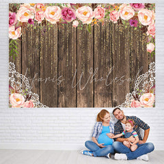 Lofaris Pink Rose Gold Glitter Baby Shower Backdrop For Girl