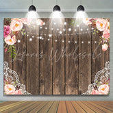 Lofaris Pink Rose With Lights Wooden Birthday Backdrop For Girl