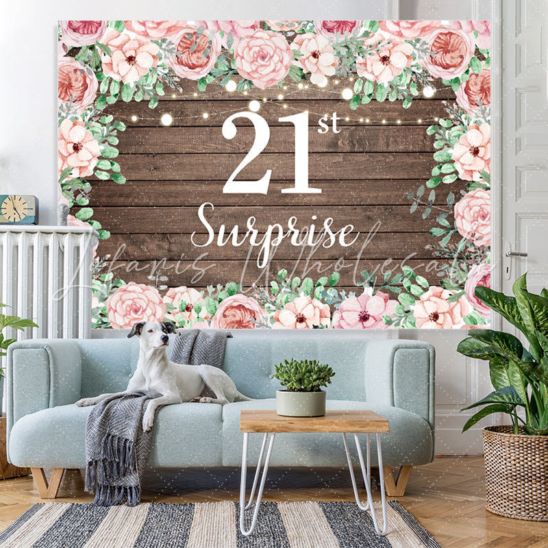 Lofaris Pink rose wood 21st birthday Photoshoot Backdrop