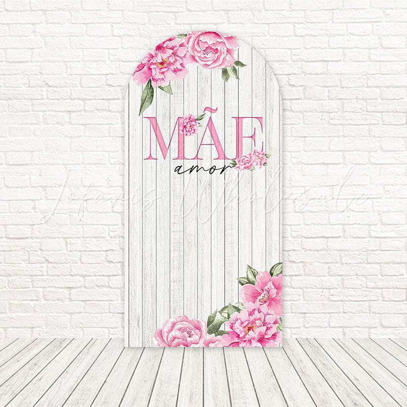 Pink Rose Wooden Mothers Day Rustic Bloom Arch Backdrop For Family Event