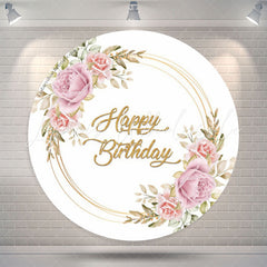 Lofaris Pink Roses Boho Circle Backdrop For Birthday Party