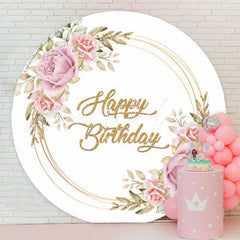 Lofaris Pink Roses Boho Circle Backdrop For Birthday Party