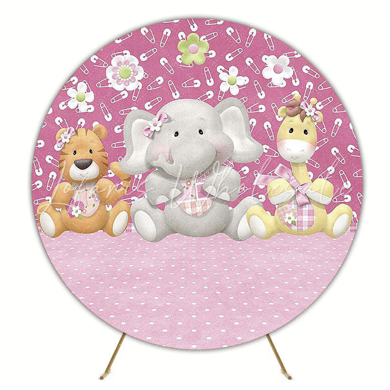 Pink Safari Girl Round Backdrop for Safari Theme Party