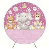 Pink Safari Girl Round Backdrop for Safari Theme Party