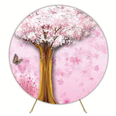 Pink Sakura Tree Round Backdrop for Spring Celebration Theme