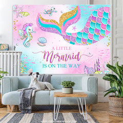 Lofaris Pink Sea Glitter Mermaid Baby Shower Party Backdrop