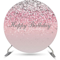 Lofaris Pink Silver Glitter Bokeh Round Birthday Backdrop