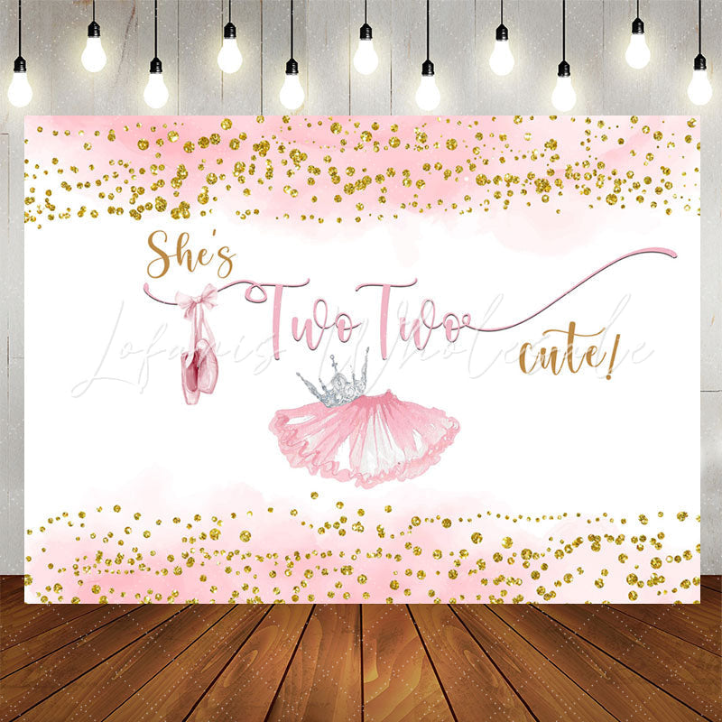 Lofaris Pink Skirt Gold Glitter Cute 2nd Birthday Backdrop