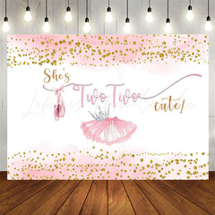 Lofaris Pink Skirt Gold Glitter Cute 2nd Birthday Backdrop