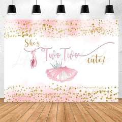 Lofaris Pink Skirt Gold Glitter Cute 2nd Birthday Backdrop