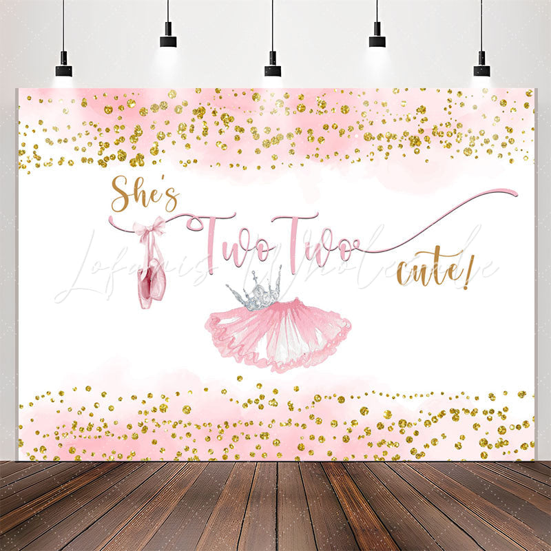 Lofaris Pink Skirt Gold Glitter Cute 2nd Birthday Backdrop