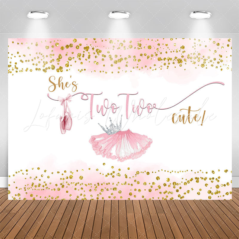 Lofaris Pink Skirt Gold Glitter Cute 2nd Birthday Backdrop