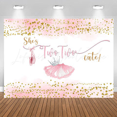 Lofaris Pink Skirt Gold Glitter Cute 2nd Birthday Backdrop