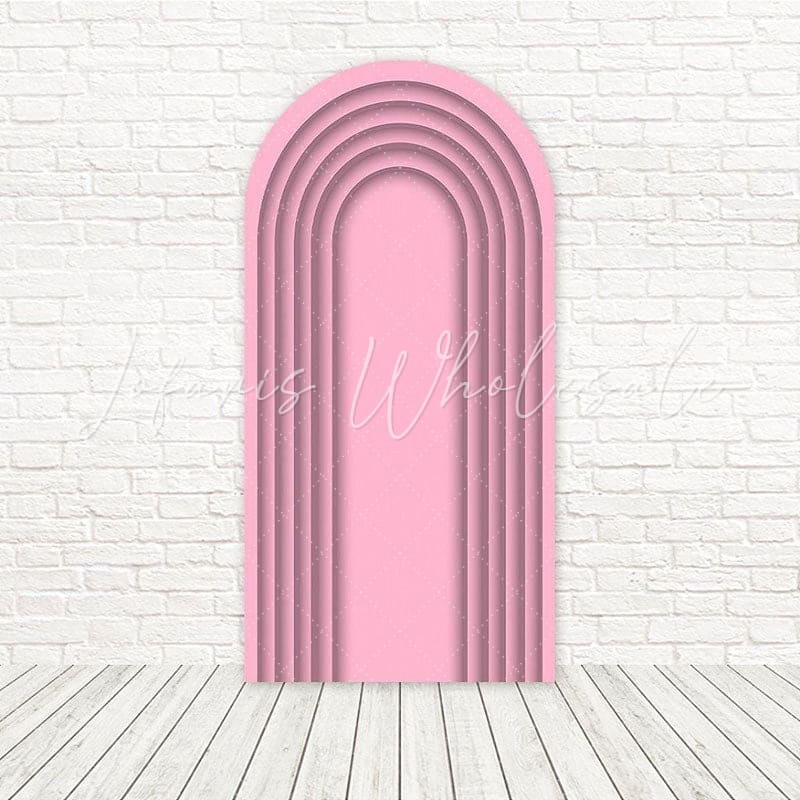 Pink Slat Pastel Hues Arch Backdrop For Soft Tone Birthday Party