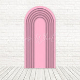 Pink Slat Pastel Hues Arch Backdrop For Soft Tone Birthday Party